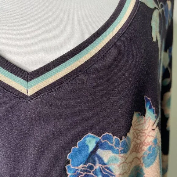 Johnny Was Women's Blue Purple Chryssy Long Sleeve V-Neck Blouse Size Large - Picture 6 of 7